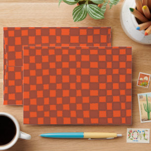 Terracotta Chequered Warm Chequerboard Pattern Envelope