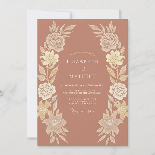Terracotta Chic Floral Wedding Invitation (Front)