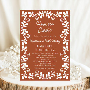 Terracotta Cielito Lindo Baptism & First Birthday Invitation