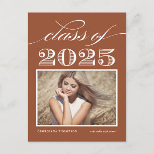 Terracotta Class of 2024 Script Photo Graduation Postcard