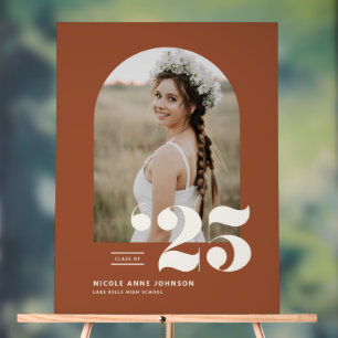 Terracotta Class of 2025 Arch Photo Graduation Acrylic Sign