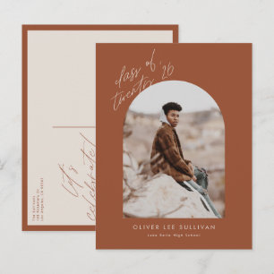 Terracotta Class of 2025 Arch Photo Graduation Invitation Postcard