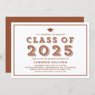 Terracotta Class of 2025 Cap Retro Graduation Invitation