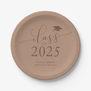 Terracotta Class of 2025 Graduation Party Paper Plate