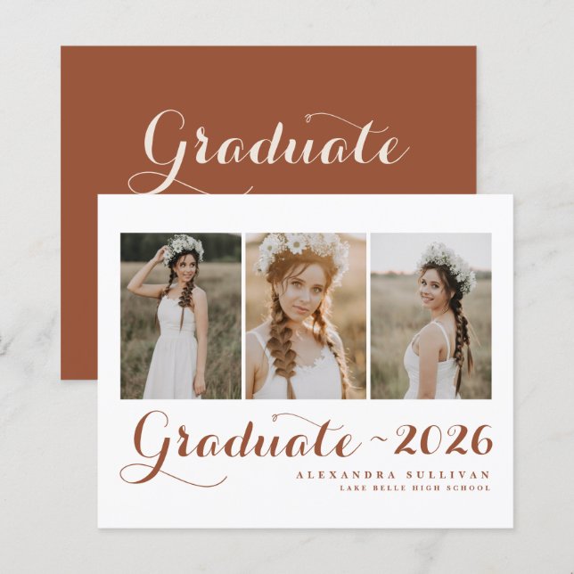 Terracotta Class of 2025 Photo Collage Graduation (Front/Back)