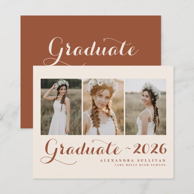 Terracotta Class of 2025 Photo Collage Graduation (Front/Back)