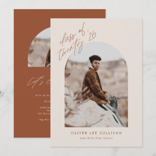 Terracotta Class of 2026 Arch Photo Graduation Invitation