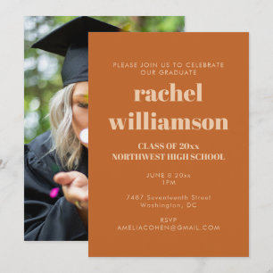 Terracotta Class of 2026 Photo Graduation Party Invitation