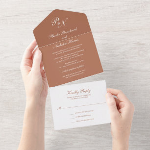 Terracotta Classic Elegant Wedding All In One Invitation