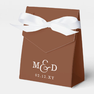 Terracotta Classic Modern Monogram Wedding Favour Box