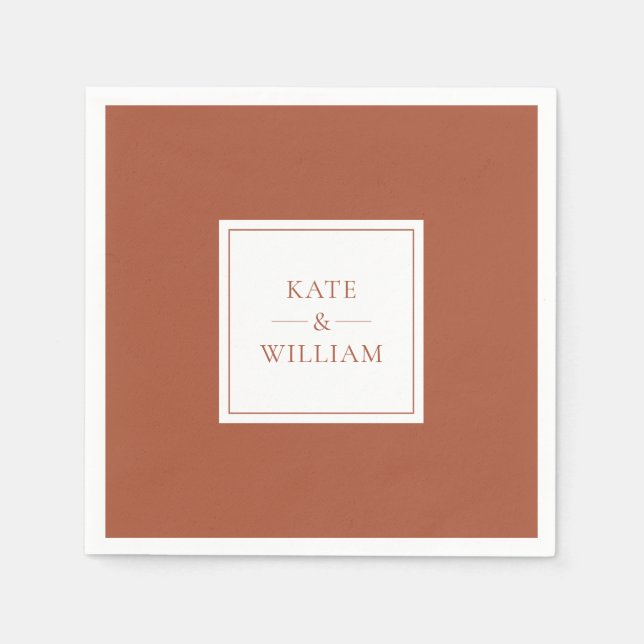 Terracotta Classic Modern Wedding Napkin (Front)