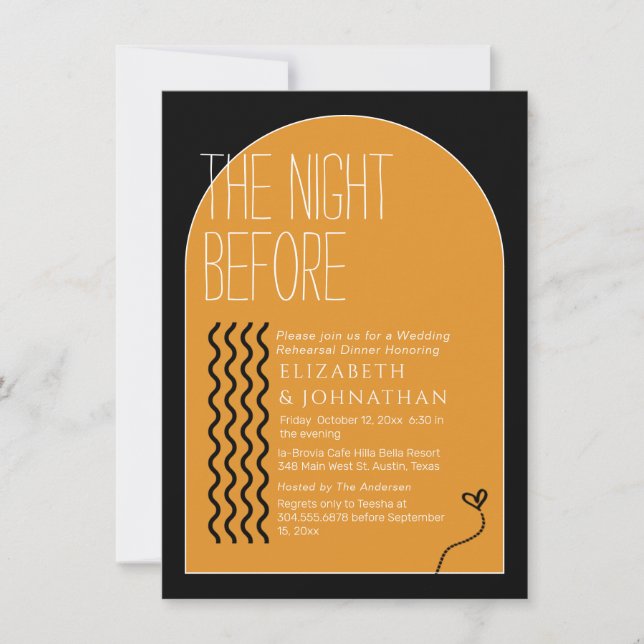 Terracotta Classy Script The Night Before Invitation (Front)