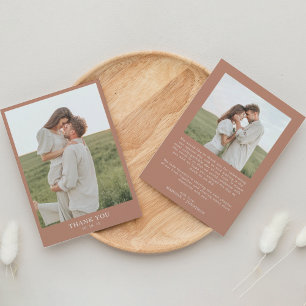 Terracotta Classy Simple 2 Photo Wedding Thank You Card