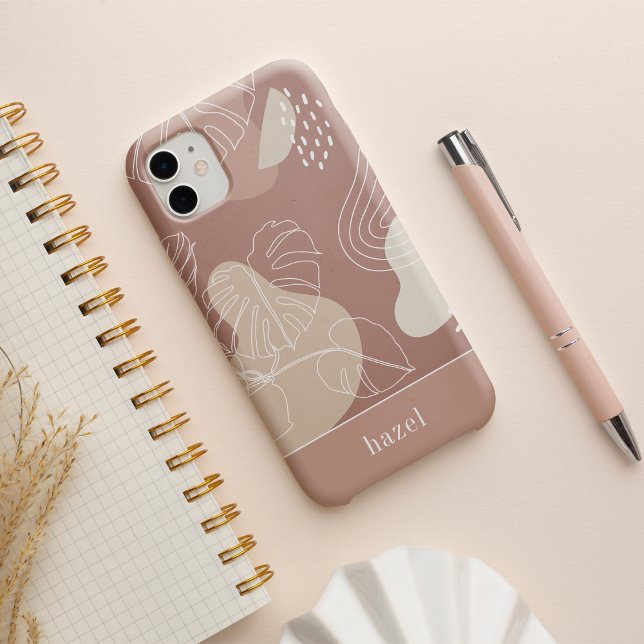 Terracotta Clay Boho Tropical Monstera Leaf iPhone 16 Case (Creator Uploaded)