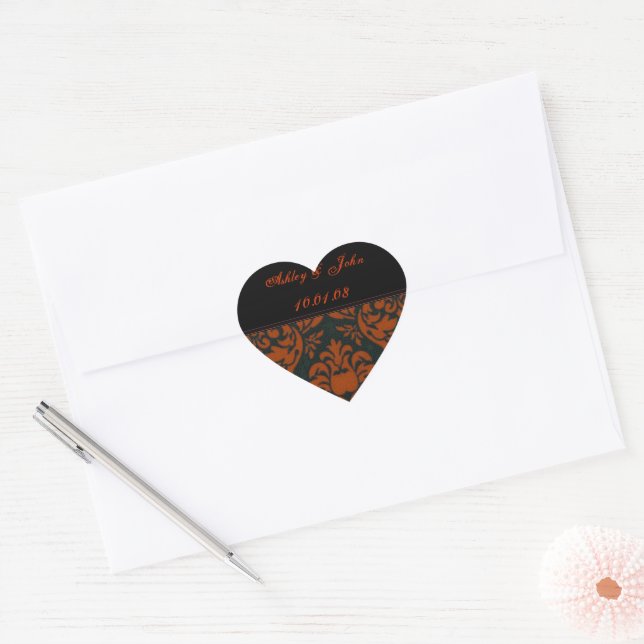 Terracotta Clay Earth Tones Wedding Date Heart Sticker (Envelope)