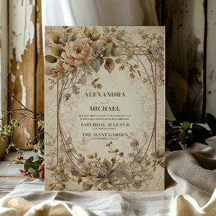 Terracotta Clay Roses Jungle Wedding  Invitation
