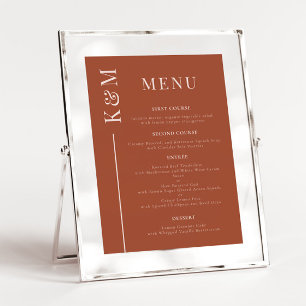 Terracotta Clean Line Wedding Dinner Menu