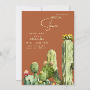 Terracotta Colourful Cactus Tropical Bridal Shower Invitation