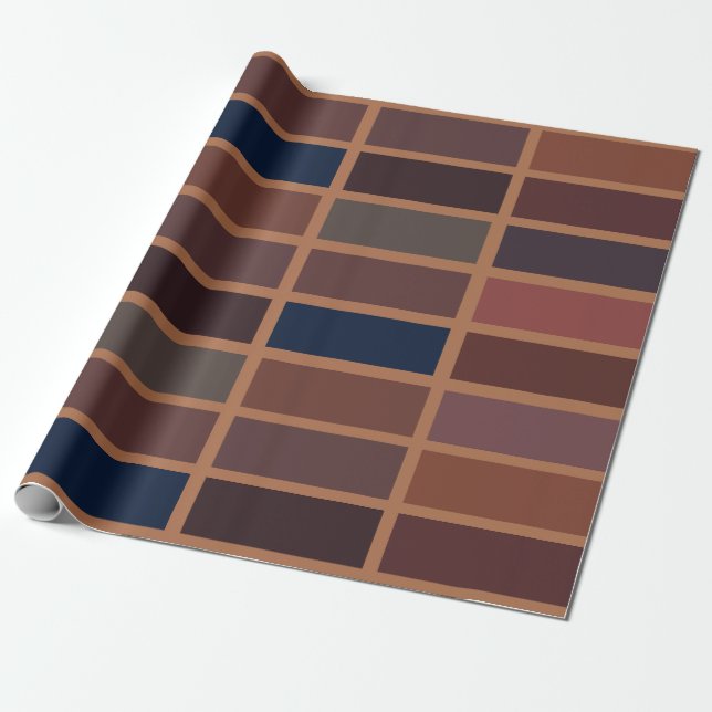 Terracotta Colourful Stripes Rust Striped Wrapping Paper (Unrolled)