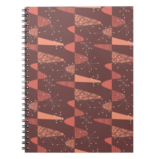Terracotta colours waves and stars seamless patter notebook (Front)