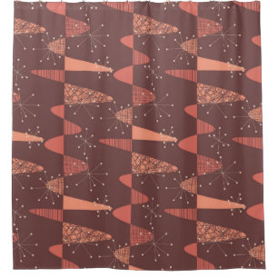 Terracotta colours waves and stars seamless patter shower curtain