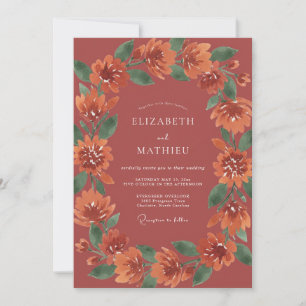 Terracotta Copper Wreath Wedding Invitation