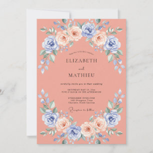 Terracotta Cornflower Wreath Wedding Invitation