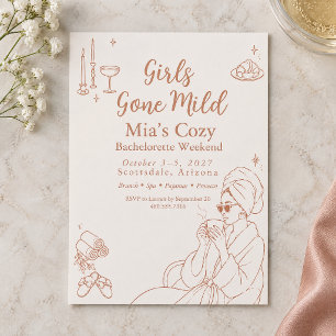Terracotta Cosy Spa Girls Gone Mild Bachelorette Invitation