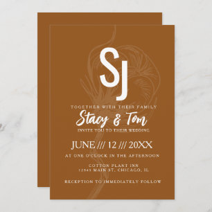 Terracotta Cotton Flower Botanical Wedding Invitation