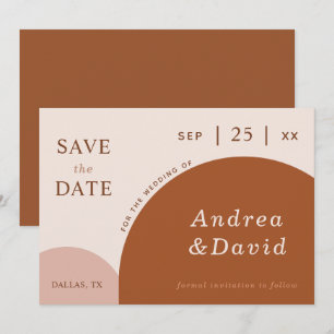 Terracotta & Cream Abstract Boho Geometric Arches Save The Date