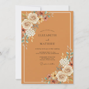 Terracotta Cream Bloom Wedding Invitation