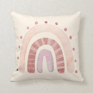 Terracotta Cream Boho Rainbow Nursery Throw Pillow