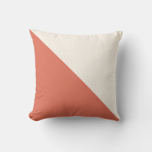Terracotta & Cream Diagonal Throw Pillow