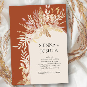 Terracotta Cream Elegant Botanical Arch Wedding Invitation