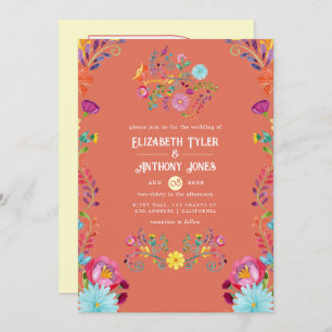Terracotta & Cream Floral Mexican Fiesta Wedding Invitation