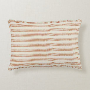 Terracotta Cream Modern Minimalist Stripe Boho Decorative Cushion