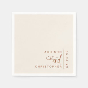 Terracotta Cream Modern Minimalist Wedding Napkin