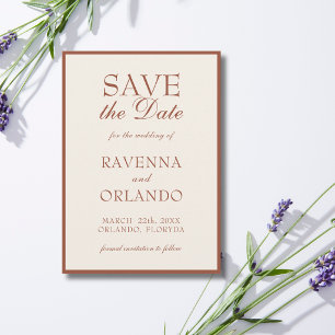 Terracotta Cream Old Money Elegant Glam Wedding Save The Date