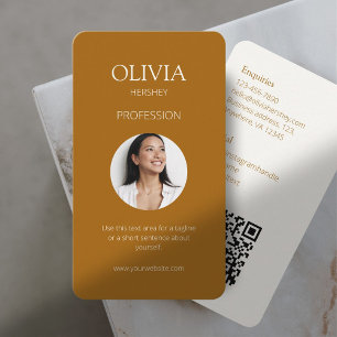 Terracotta & Creamy Ivory Photo Social QR Code  Business Card