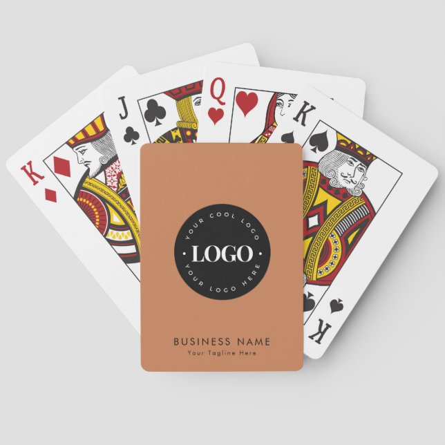 Terracotta Custom Business Company Logo & Text Playing Cards (Back)
