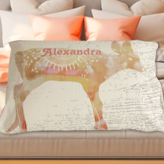 Terracotta Custom Girl Room Fawn Deer Woodgrain Pillowcase