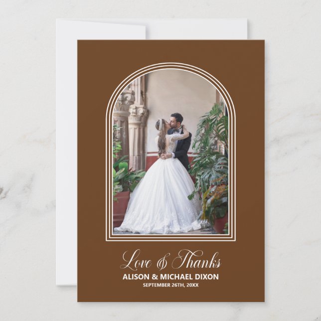Terracotta Custom Photo Wedding Thank You Card (Front)