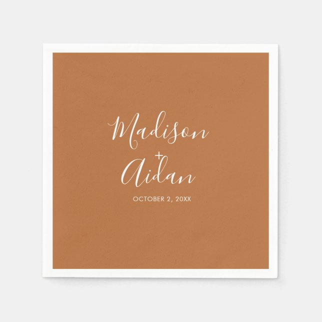 Terracotta Custom Wedding Cocktail Napkin (Front)