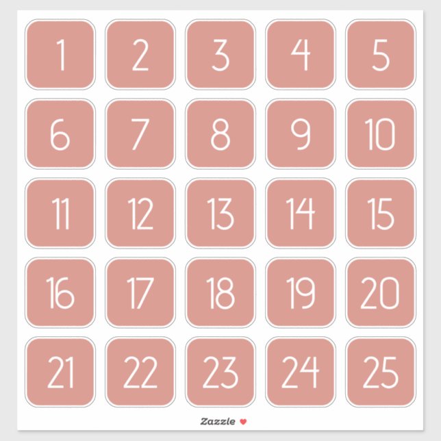 Terracotta Customizable Square Number Stickers  (Sheet)
