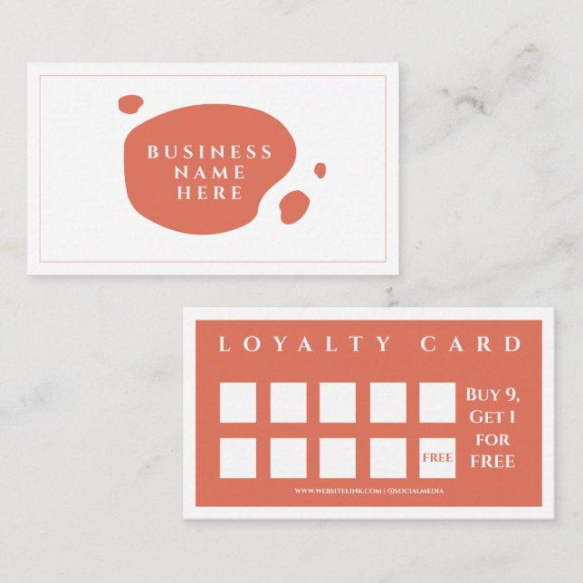 Terracotta Cute Minimalist Salon Coffee Shop Loyalty Card (Front/Back)