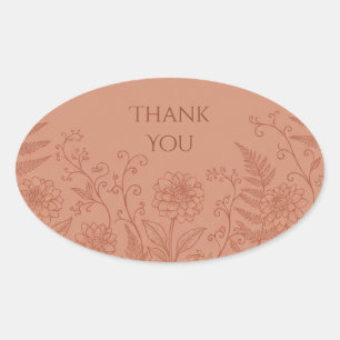 Terracotta Dahlia Floral Wedding Thank You Sticker