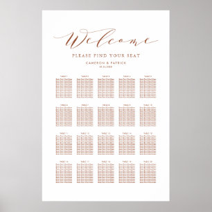 Terracotta Dainty Script Wedding Seating Chart