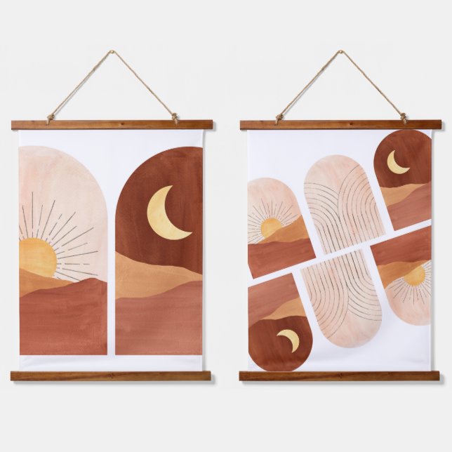 Terracotta day and night hanging tapestry (Double)