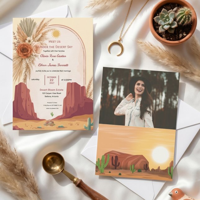 Terracotta Desert Boho Viral classic wedding Invitation (Creator Uploaded)
