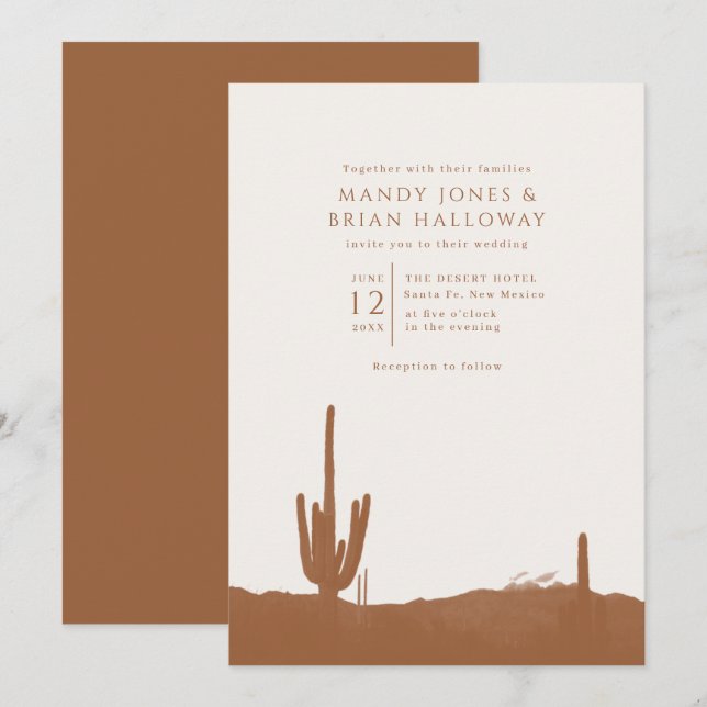 Terracotta Desert Cactus Wedding Invitation (Front/Back)
